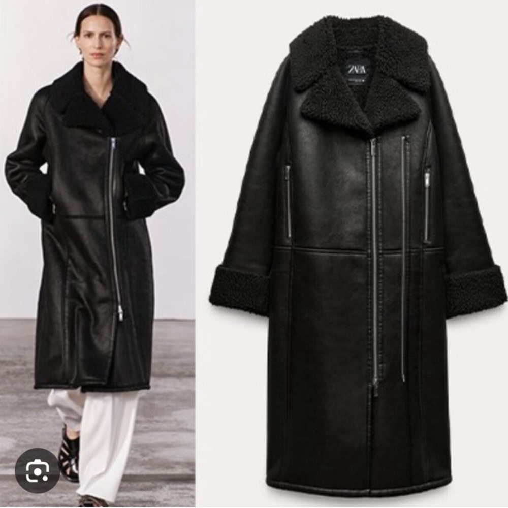ZARA Double Faced Biker Jacket Coat Long